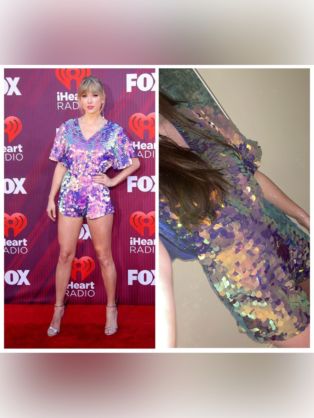 Taylor Swift 2019 iHeartRadio Music Awards Mella sequin playsuit in Orchid
